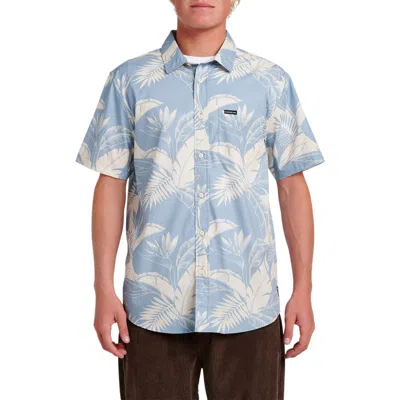 Quiksilver Kahnu Classic Fit Leaf Print Short Sleeve Button-up Shirt In Multi