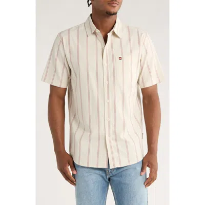 Quiksilver Keel Stripe Classic Fit Short Sleeve Shirt In Neutral