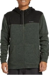 Quiksilver Keller Colorblock Fleece Lined Zip Hoodie In Green