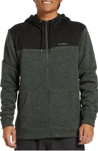 Quiksilver Keller Colorblock Fleece Lined Zip Hoodie In Green