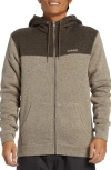 Quiksilver Keller Colorblock Fleece Lined Zip Hoodie In Portabella Heather