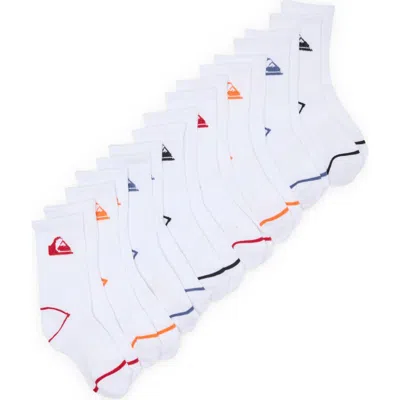 Quiksilver Kids' 8-pack Half Cushion Crew Socks In Assorted White