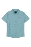 Quiksilver Kids' Apero Classics Short Sleeve Button-up Shirt In Jade Grey