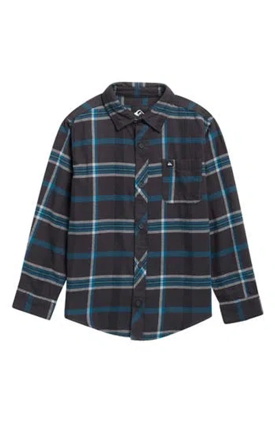 Quiksilver Kids' Brooks Plaid Flannel Shirt In Black