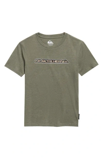 Quiksilver Kids' Camo Wordmark Logo Graphic T-shirt In Green