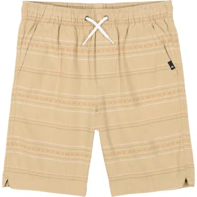 Quiksilver Kids' Chapman Stripe Drawstring Shorts In Khaki