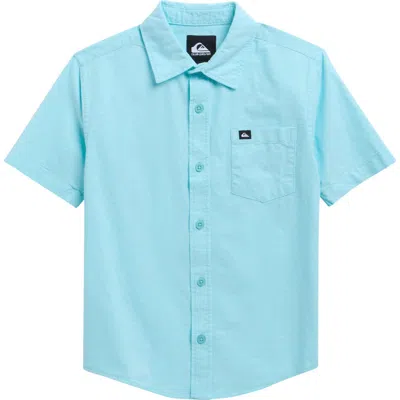 Quiksilver Kids' Classic Short Sleeve Cotton Button-up Oxford Shirt In Blue