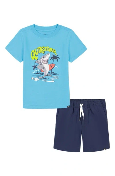 Quiksilver Kids' Graphic T-shirt & Shorts Set In Blue