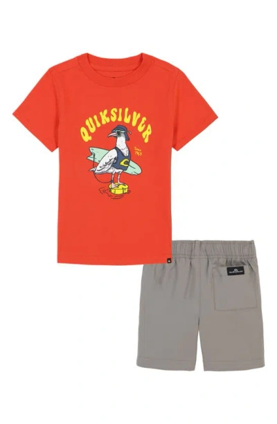 Quiksilver Kids' Graphic T-shirt & Shorts Set In Orange Multi