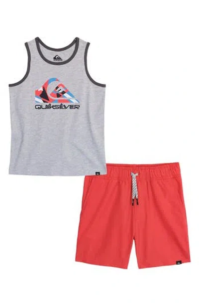 Quiksilver Kids' Graphic Tank & Shorts Set In Gray