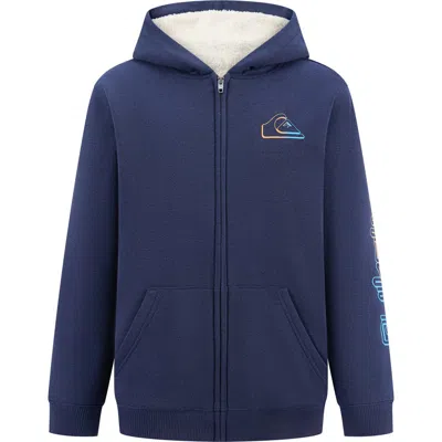Quiksilver Kids' High Pile Fleece Lined Full Zip Hoodie In Black