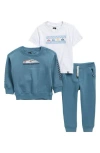 Quiksilver Toddler & Little Boys 4t-7 3-piece Crewneck T-shirt, Hooded Sweatshirt And Joggers Set In Multi