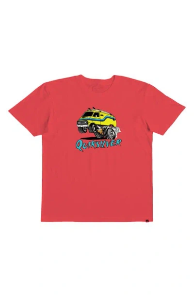 Quiksilver Kids' Monster Van Cotton Graphic T-shirt In Cayenne