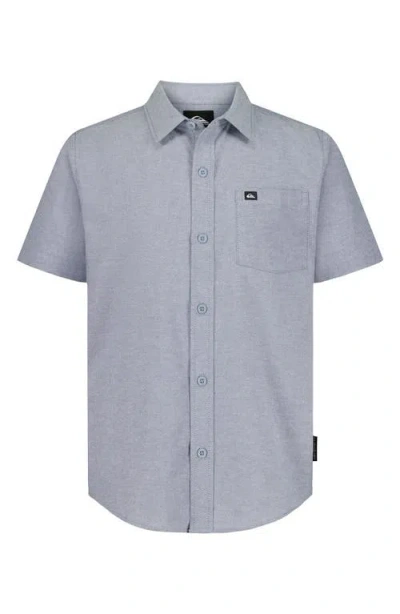 Quiksilver Kids' Oxford Classic Short Sleeve Cotton Button-up Shirt In Blue