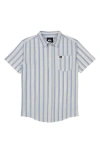 Quiksilver Kids' Oxford Classics Stripe Short Sleeve Cotton Button-up Shirt In Niagara