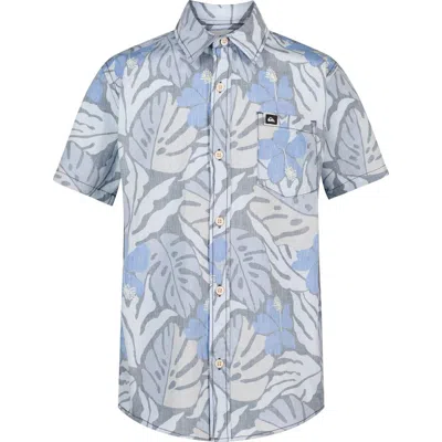 Quiksilver Kids' Palm Breeze Short Sleeve Shirt In Blue