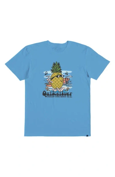 Quiksilver Kids' Pineapple Vibes Cotton Graphic T-shirt In Alaskan Blue