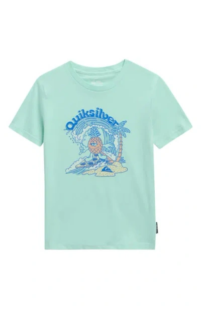 Quiksilver Kids' Pizza & Pineapple Cotton Graphic T-shirt In Green