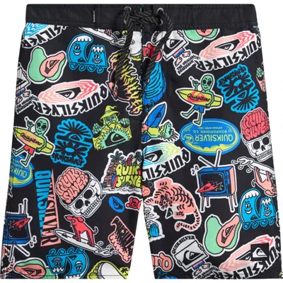 Quiksilver Kids' Print Everyday Straight Swim Trunks In Multi