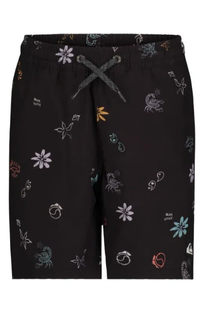 Quiksilver Kids' Surfsilk Mix Volley Swim Trunks In Black