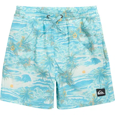 Quiksilver Kids' Surfsilk Mix Volley Swim Trunks In Blue