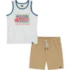 Quiksilver Toddler And Little Boys 2-piece Logo Racer Tank Top And Stretch Tech Shorts Set In White