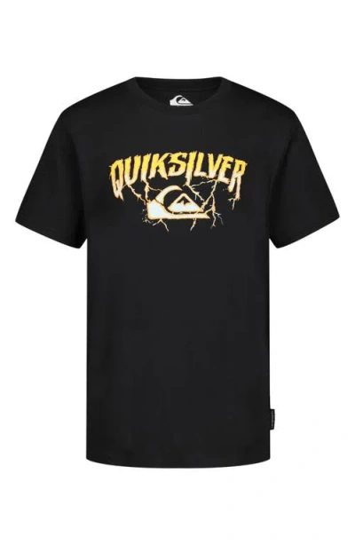 Quiksilver Big Kid Boys Crew Neck Short Sleeve Regular Fit Graphic T-shirt In Black