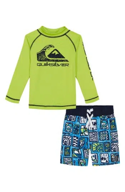 QUIKSILVER QUIKSILVER KIDS' TWO-PIECE RASHGUARD & BOARD SHORTS SET
