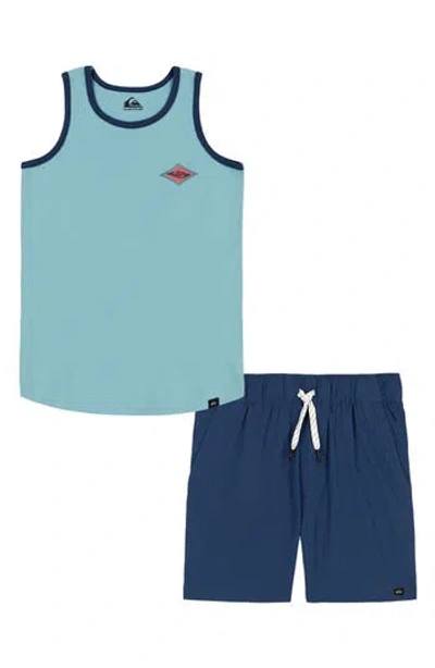 Quiksilver Babies'  Knit Graphic Tank & Shorts Set In Blue