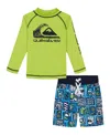 Quiksilver Little And Toddler Boys Long Sleeve Rashguard And Printed Boardshorts, 2 Piece Set In Sharp Green,print