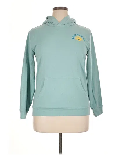Pre-owned Quiksilver Long Sleeve Top Teal Cowl Neck Tops In Blue