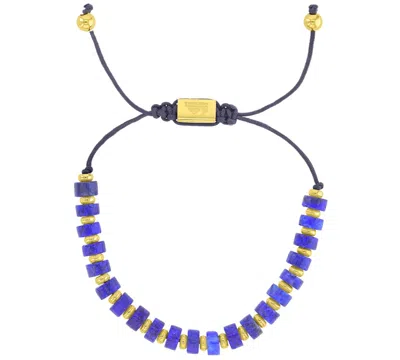 Quiksilver Men's 18k Gold-plated Steel Yellow Lapis Polished Beads Adjustable Bracelet In Blue
