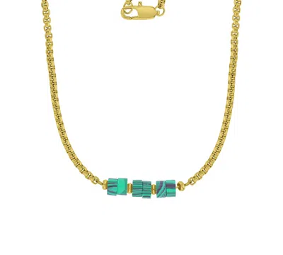 Quiksilver Men's 18k Gold-plated Steel Yellow Malachite Box Chain Necklace