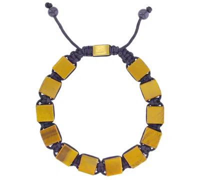 Quiksilver Men's 18k Gold-plated Steel Yellow Tiger Eye Adjustable Bracelet