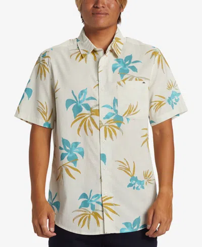 Quiksilver Men's Apero Classic Short Sleeve Button Down Shirt In Snow White Aop Mix Bag Ss