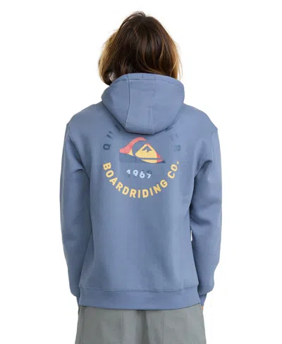 Quiksilver Men's Beach Badge Graphic Pullover Hoodie With Kangaroo Pocket In Flint Stone