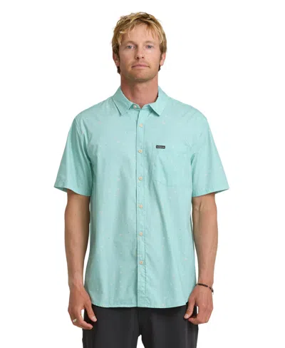 Quiksilver Ditsy Blossom Floral Classic Short Sleeve Cotton Button-up Shirt In Blue