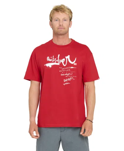 Quiksilver Young Guns Impaired Oversize Graphic Cotton T-shirt In Red