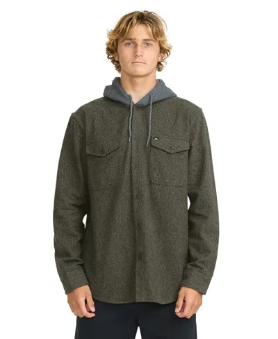 Quiksilver Men's Delton Herringbone Hooded Flannel Shirt In Green