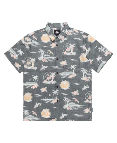 Quiksilver Men's Dna Destination Island Short Sleeve Shirt In True Black Paper