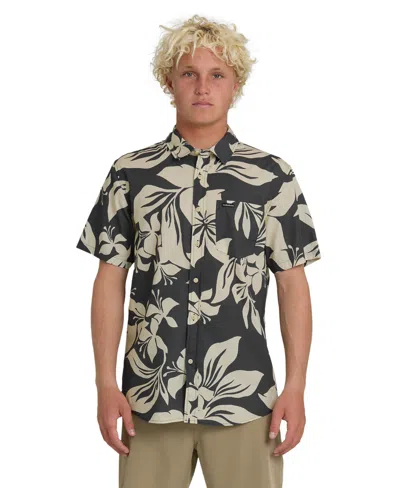 Quiksilver Kailua Floral Classic Short Sleeve Cotton Button-up Shirt In Black