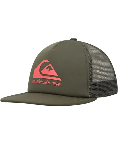 Quiksilver Men's Olive Foamslayer Trucker Snapback Hat In Green