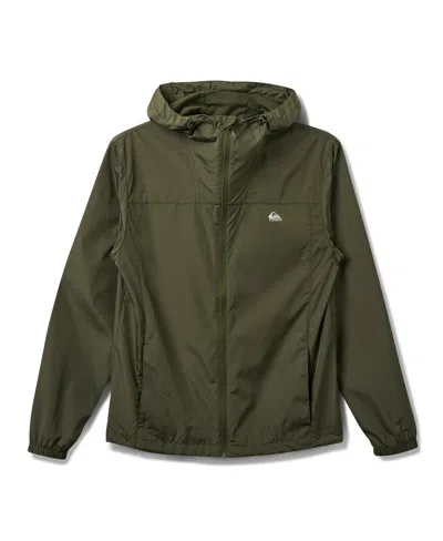 Quiksilver Men's Overcast Windbreaker Long Sleeve Jacket In Army