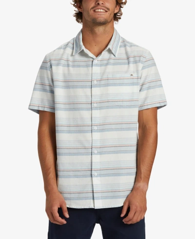Quiksilver Men's Oxford Stripe Classic Short Sleeve Shirt In Blue Fog Oxford Stripe Short Sleeve
