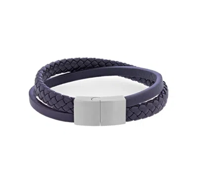 Quiksilver Men's Platinum-plated Steel Cylinder Lock Two-layer Bracelet In Blue