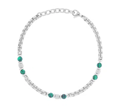Quiksilver Men's Platinum-plated Steel Malachite Chain Bracelet In Multi
