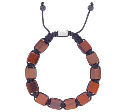 Quiksilver Men's Platinum-plated Steel Red Tiger Eye Adjustable Bracelet In Brown