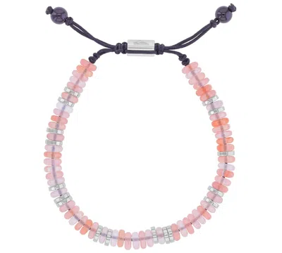 Quiksilver Men's Platinum-plated Steel Slider Onyx Pink Watermelon Adjustable Bracelet