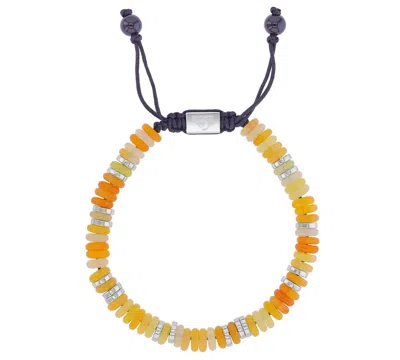 Quiksilver Men's Platinum-plated Steel Slider Onyx Red Tiger Eye Adjustable Bracelet In Gold