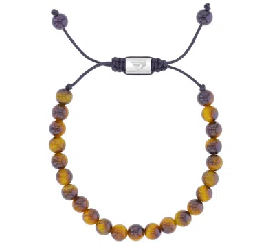 Quiksilver Men's Platinum-plated Tiger Eye Onyx Adjustable Bracelet In Brown